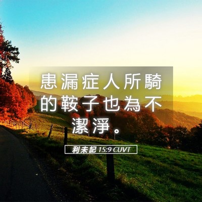 Picture 05 - 利 未 記 15:9 CUVT - 患 漏 症 人 所 騎 的 鞍 子 也 為 不 - Bible Verse Picture