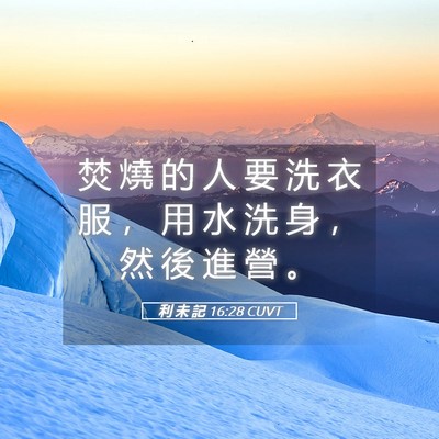 Picture 05 - 利 未 記 16:28 CUVT - 焚 燒 的 人 要 洗 衣 服 ， 用 水 洗 - Bible Verse Picture