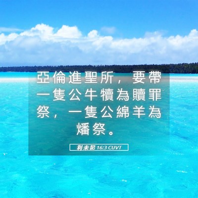 Picture 05 - 利 未 記 16:3 CUVT - 亞 倫 進 聖 所 ， 要 帶 一 隻 公 牛 - Bible Verse Picture