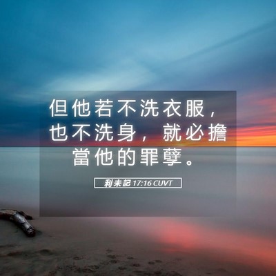 Picture 05 - 利 未 記 17:16 CUVT - 但 他 若 不 洗 衣 服 ， 也 不 洗 身 - Bible Verse Picture