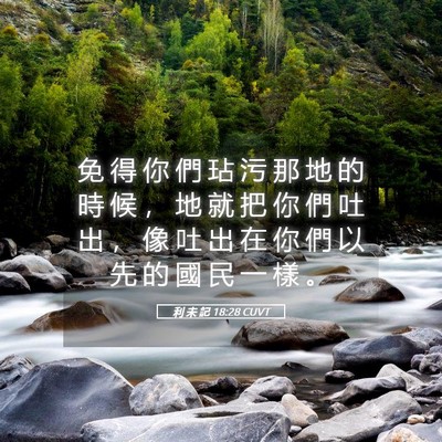 Picture 05 - 利 未 記 18:28 CUVT - 免 得 你 們 玷 污 那 地 的 時 候 ， - Bible Verse Picture