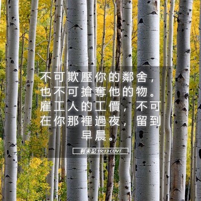 Picture 05 - 利 未 記 19:13 CUVT - 不 可 欺 壓 你 的 鄰 舍 ， 也 不 可 - Bible Verse Picture