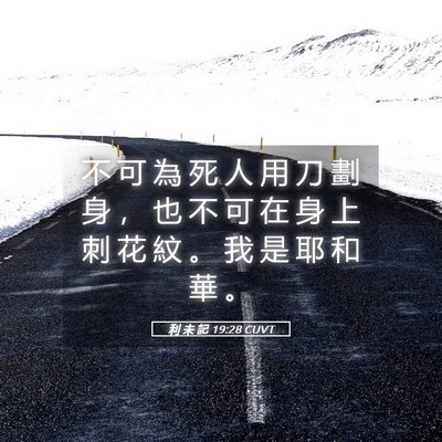 Picture 05 - 利 未 記 19:28 CUVT - 不 可 為 死 人 用 刀 劃 身 ， 也 不 - Bible Verse Picture