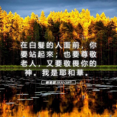 Picture 05 - 利 未 記 19:32 CUVT - 在 白 髮 的 人 面 前 ， 你 要 站 起 - Bible Verse Picture