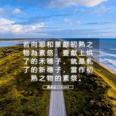 Picture 05 - 利 未 記 2:14 CUVT - 若 向 耶 和 華 獻 初 熟 之 物 為 素 - Bible Verse Picture
