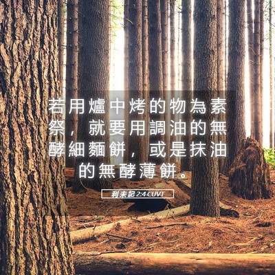 Picture 05 - 利 未 記 2:4 CUVT - 若 用 爐 中 烤 的 物 為 素 祭 ， 就 - Bible Verse Picture