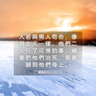 Picture 05 - 利 未 記 20:13 CUVT - 人 若 與 男 人 苟 合 ， 像 與 女 人 - Bible Verse Picture