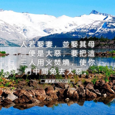 Picture 05 - 利 未 記 20:14 CUVT - 人 若 娶 妻 ， 並 娶 其 母 ， 便 是 - Bible Verse Picture
