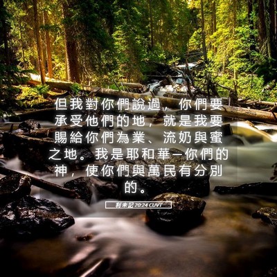 Picture 05 - 利 未 記 20:24 CUVT - 但 我 對 你 們 說 過 ， 你 們 要 承 - Bible Verse Picture