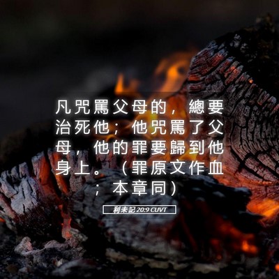 Picture 05 - 利 未 記 20:9 CUVT - 凡 咒 罵 父 母 的 ， 總 要 治 死 他 - Bible Verse Picture