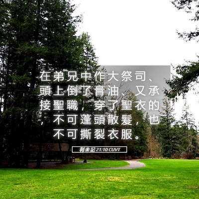 Picture 05 - 利 未 記 21:10 CUVT - 在 弟 兄 中 作 大 祭 司 、 頭 上 倒 - Bible Verse Picture