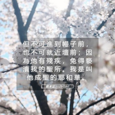 Picture 05 - 利 未 記 21:23 CUVT - 但 不 可 進 到 幔 子 前 ， 也 不 可 - Bible Verse Picture