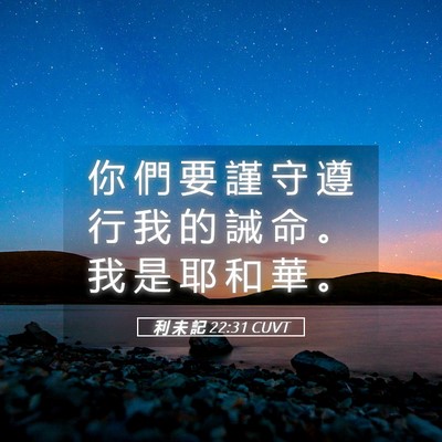 Picture 05 - 利 未 記 22:31 CUVT - 你 們 要 謹 守 遵 行 我 的 誡 命 。 - Bible Verse Picture