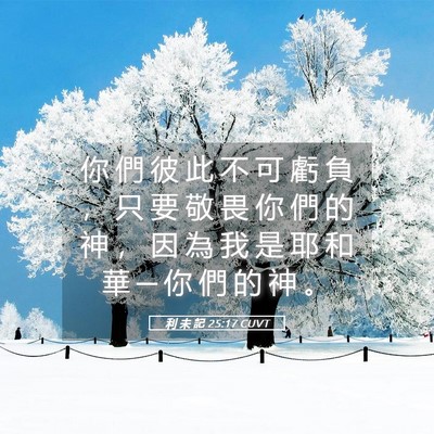 Picture 05 - 利 未 記 25:17 CUVT - 你 們 彼 此 不 可 虧 負 ， 只 要 敬 - Bible Verse Picture