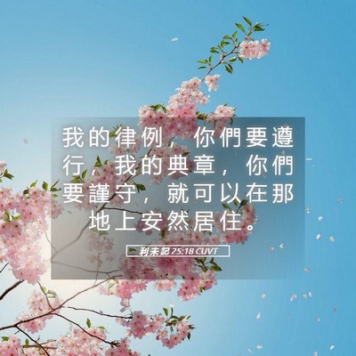 Picture 05 - 利 未 記 25:18 CUVT - 我 的 律 例 ， 你 們 要 遵 行 ， 我 - Bible Verse Picture
