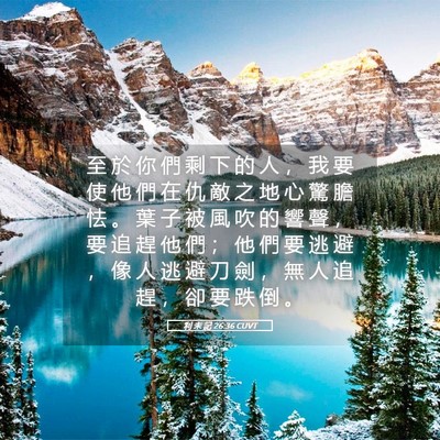 Picture 05 - 利 未 記 26:36 CUVT - 至 於 你 們 剩 下 的 人 ， 我 要 使 - Bible Verse Picture