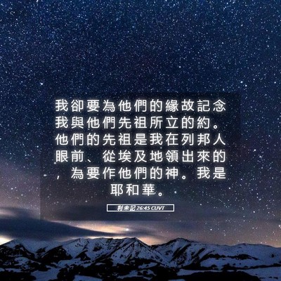 Picture 05 - 利 未 記 26:45 CUVT - 我 卻 要 為 他 們 的 緣 故 記 念 我 - Bible Verse Picture
