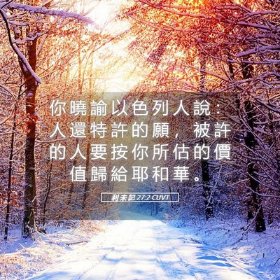 Picture 05 - 利 未 記 27:2 CUVT - 你 曉 諭 以 色 列 人 說 ： 人 還 特 - Bible Verse Picture