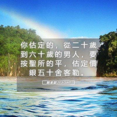 Picture 05 - 利 未 記 27:3 CUVT - 你 估 定 的 ， 從 二 十 歲 到 六 十 - Bible Verse Picture