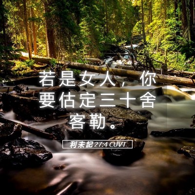 Picture 05 - 利 未 記 27:4 CUVT - 若 是 女 人 ， 你 要 估 定 三 十 舍 - Bible Verse Picture