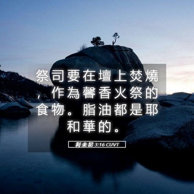 Picture 05 - 利 未 記 3:16 CUVT - 祭 司 要 在 壇 上 焚 燒 ， 作 為 馨 - Bible Verse Picture