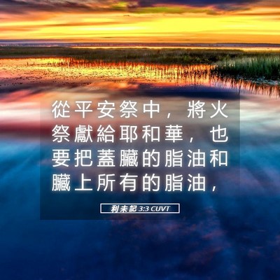 Picture 05 - 利 未 記 3:3 CUVT - 從 平 安 祭 中 ， 將 火 祭 獻 給 耶 - Bible Verse Picture