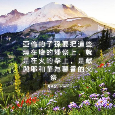 Picture 05 - 利 未 記 3:5 CUVT - 亞 倫 的 子 孫 要 把 這 些 燒 在 壇 - Bible Verse Picture