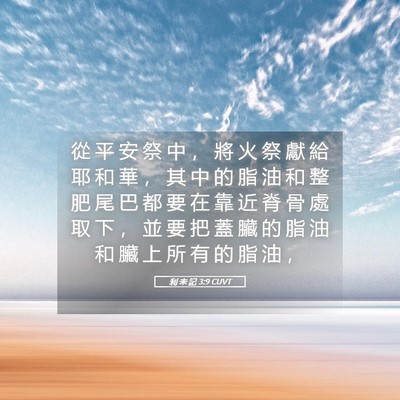 Picture 05 - 利 未 記 3:9 CUVT - 從 平 安 祭 中 ， 將 火 祭 獻 給 耶 - Bible Verse Picture