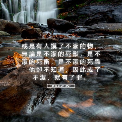 Picture 05 - 利 未 記 5:2 CUVT - 或 是 有 人 摸 了 不 潔 的 物 ， 無 - Bible Verse Picture