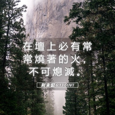 Picture 05 - 利 未 記 6:13 CUVT - 在 壇 上 必 有 常 常 燒 著 的 火 ， - Bible Verse Picture