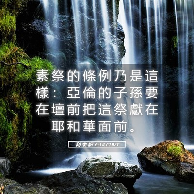 Picture 05 - 利 未 記 6:14 CUVT - 素 祭 的 條 例 乃 是 這 樣 ： 亞 倫 - Bible Verse Picture