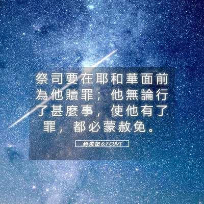 Picture 05 - 利 未 記 6:7 CUVT - 祭 司 要 在 耶 和 華 面 前 為 他 贖 - Bible Verse Picture