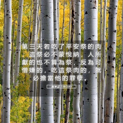 Picture 05 - 利 未 記 7:18 CUVT - 第 三 天 若 吃 了 平 安 祭 的 肉 ， - Bible Verse Picture