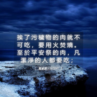 Picture 05 - 利 未 記 7:19 CUVT - 挨 了 污 穢 物 的 肉 就 不 可 吃 ， - Bible Verse Picture