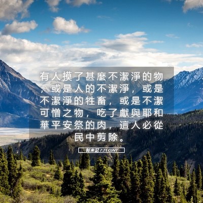 Picture 05 - 利 未 記 7:21 CUVT - 有 人 摸 了 甚 麼 不 潔 淨 的 物 ， - Bible Verse Picture
