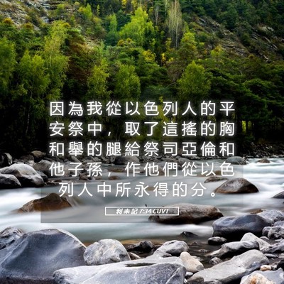 Picture 05 - 利 未 記 7:34 CUVT - 因 為 我 從 以 色 列 人 的 平 安 祭 - Bible Verse Picture