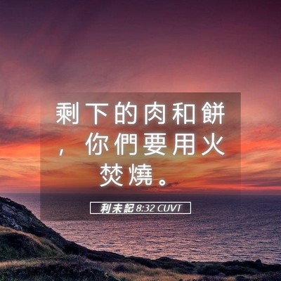 Picture 05 - 利 未 記 8:32 CUVT - 剩 下 的 肉 和 餅 ， 你 們 要 用 火 - Bible Verse Picture