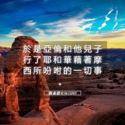 Picture 05 - 利 未 記 8:36 CUVT - 於 是 亞 倫 和 他 兒 子 行 了 耶 和 - Bible Verse Picture