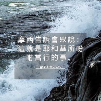 Picture 05 - 利 未 記 8:5 CUVT - 摩 西 告 訴 會 眾 說 ： 這 就 是 耶 - Bible Verse Picture