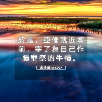 Picture 05 - 利 未 記 9:8 CUVT - 於 是 ， 亞 倫 就 近 壇 前 ， 宰 了 - Bible Verse Picture