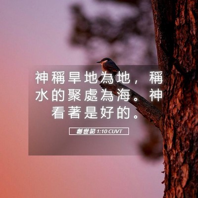 Picture 05 - 創 世 記 1:10 CUVT - 神 稱 旱 地 為 地 ， 稱 水 的 聚 處 - Bible Verse Picture