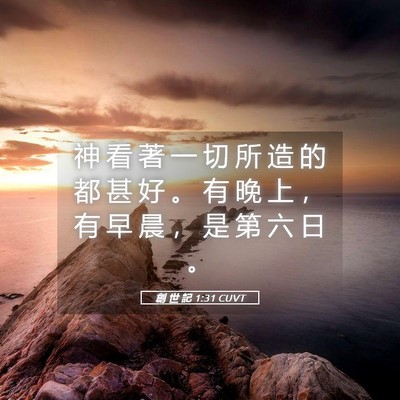 Picture 05 - 創 世 記 1:31 CUVT - 神 看 著 一 切 所 造 的 都 甚 好 。 - Bible Verse Picture