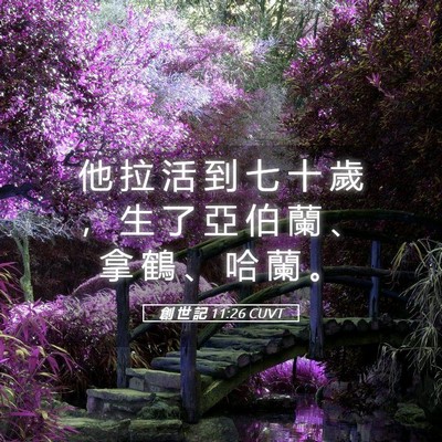 Picture 05 - 創 世 記 11:26 CUVT - 他 拉 活 到 七 十 歲 ， 生 了 亞 伯 - Bible Verse Picture
