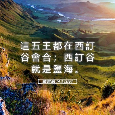 Picture 05 - 創 世 記 14:3 CUVT - 這 五 王 都 在 西 訂 谷 會 合 ； 西 - Bible Verse Picture