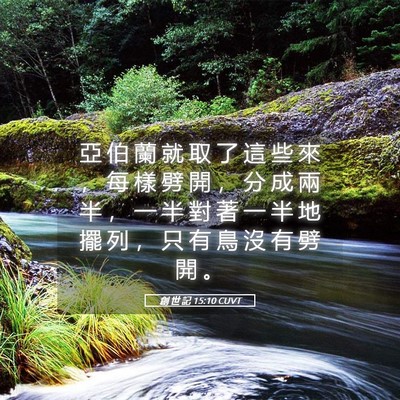 Picture 05 - 創 世 記 15:10 CUVT - 亞 伯 蘭 就 取 了 這 些 來 ， 每 樣 - Bible Verse Picture