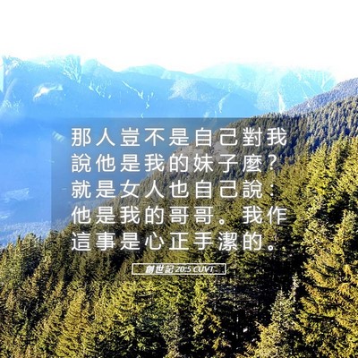Picture 05 - 創 世 記 20:5 CUVT - 那 人 豈 不 是 自 己 對 我 說 他 是 - Bible Verse Picture