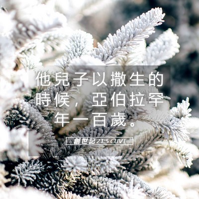 Picture 05 - 創 世 記 21:5 CUVT - 他 兒 子 以 撒 生 的 時 候 ， 亞 伯 - Bible Verse Picture