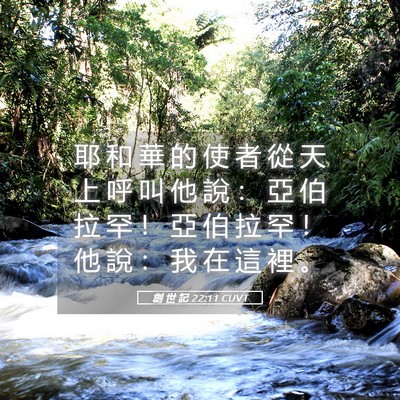 Picture 05 - 創 世 記 22:11 CUVT - 耶 和 華 的 使 者 從 天 上 呼 叫 他 - Bible Verse Picture