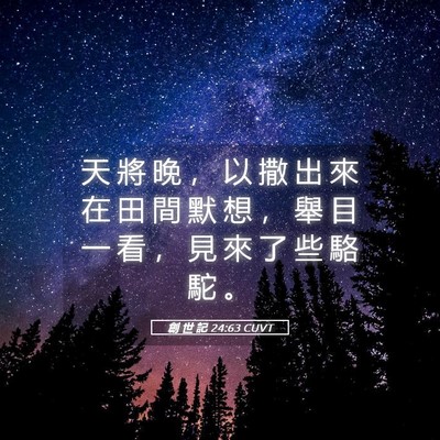 Picture 05 - 創 世 記 24:63 CUVT - 天 將 晚 ， 以 撒 出 來 在 田 間 默 - Bible Verse Picture