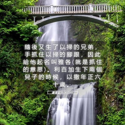 Picture 05 - 創 世 記 25:26 CUVT - 隨 後 又 生 了 以 掃 的 兄 弟 ， 手 - Bible Verse Picture